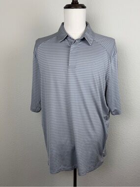 Coolibar Polo Shirt Men's XL Gray Stripe Short Sleeve UPF 50+ Sun Protection